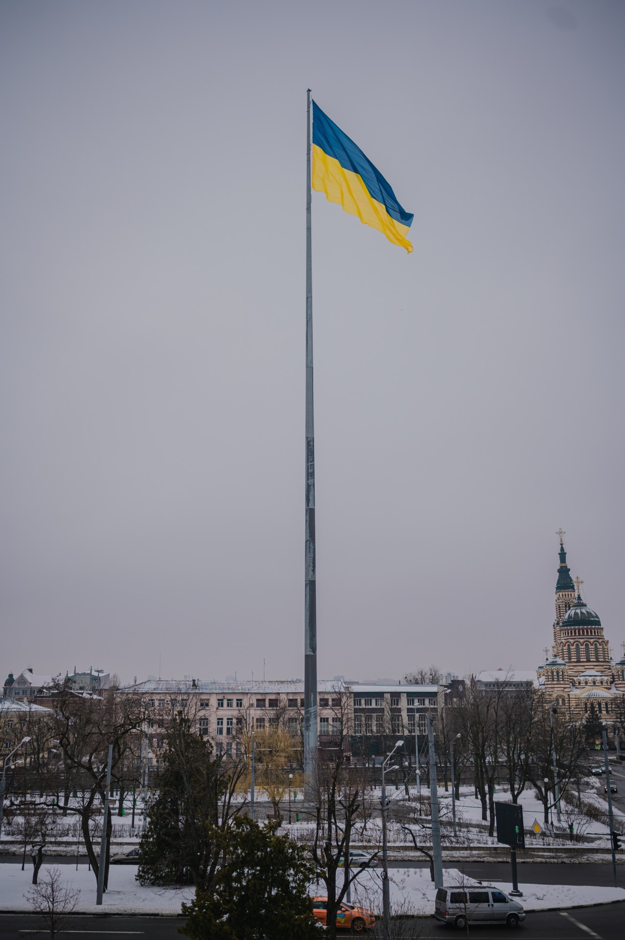 Kharkiv’s flagpole, the second tallest in Europe. ©Denis Vėjas