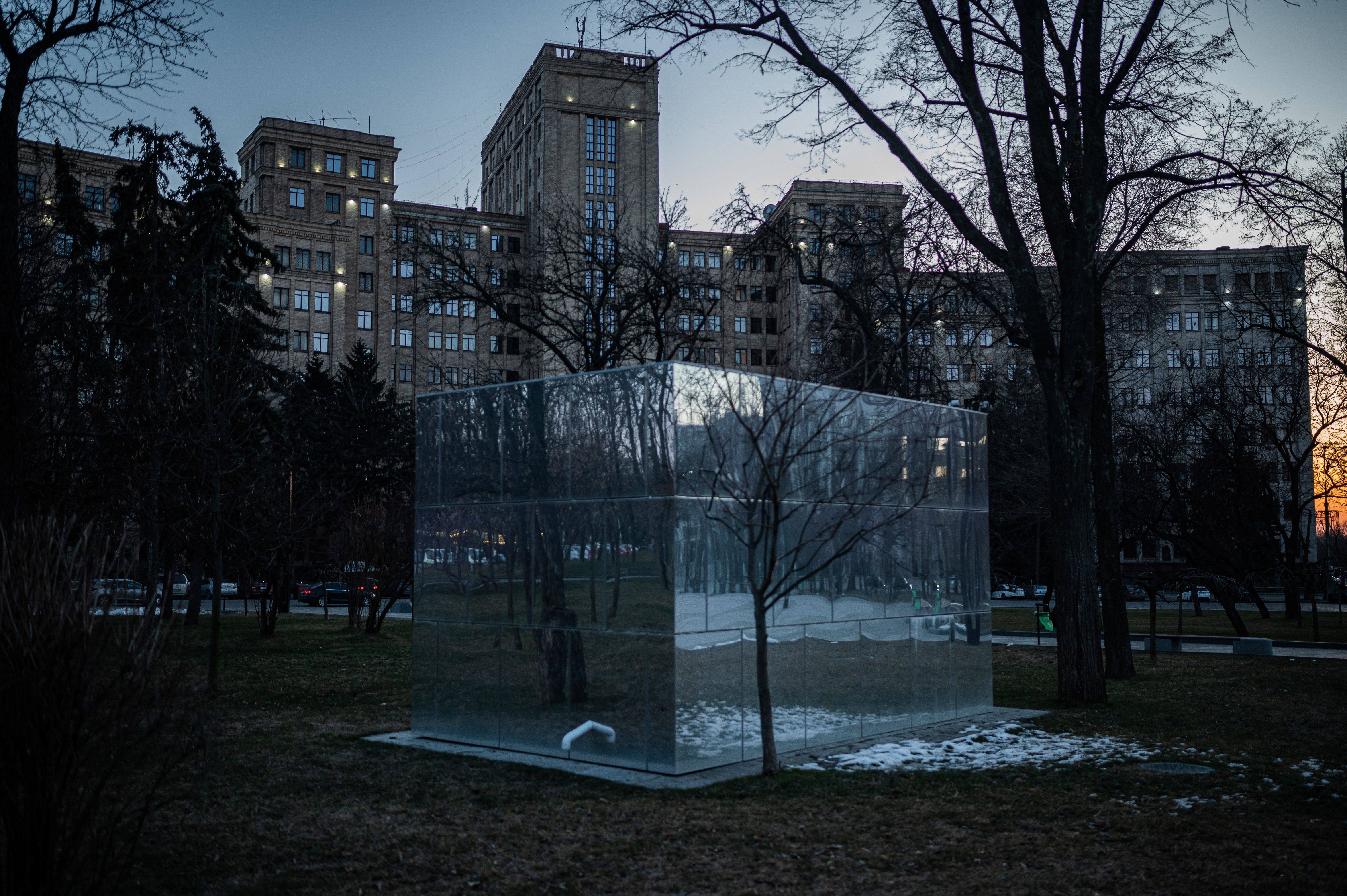 A contemporary art piece in Freedom Square, Kharkiv. ©Denis Vėjas