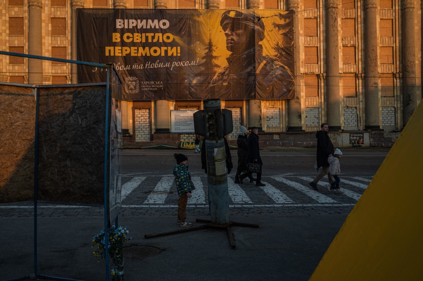 Freedom Square. A Russian missile embedded in the street near the Regional Administration building. ©Denis Vėjas