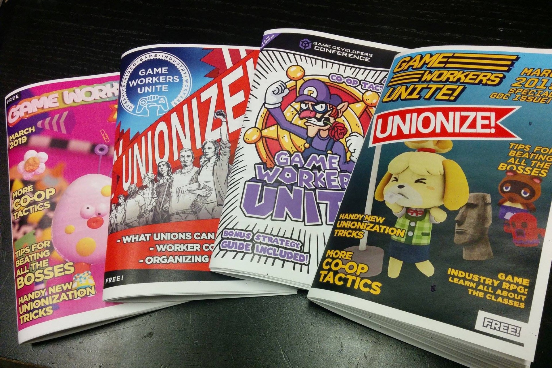 ollection of Game Workers Unite zines. The UK based organisation aims to „connect workers, pro-union activists, and allies in building a unionized game industry.“ ©Game Workers Unite