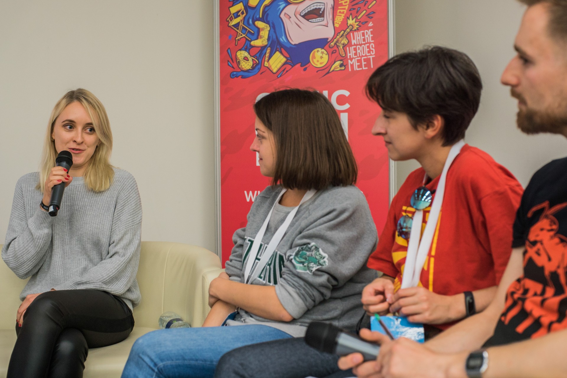 Ieva Beneckė, a video game developer, during the discussion. ©Mindaugas Drigotas