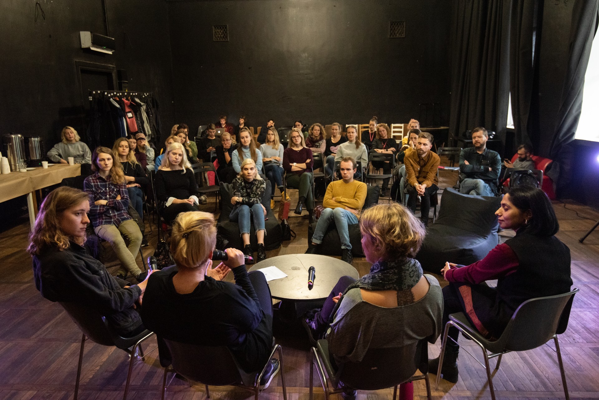 Panel discussion was part of an annual Sirenos contemporary theatre festival. It was held in Kablys space in Vilnius, Lithuania ©Severina Venckutė