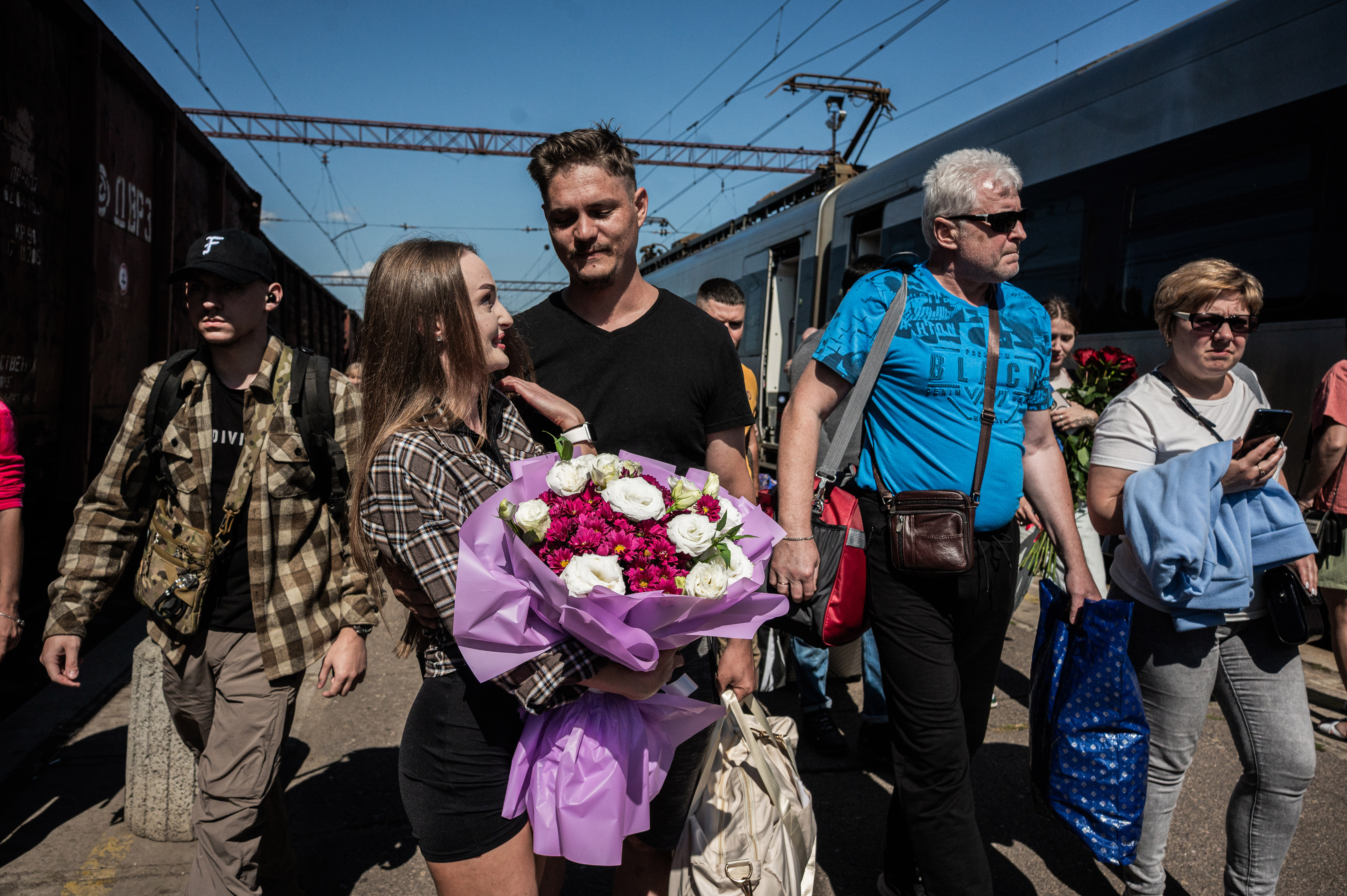 At Kramatorsk railway station Maksym meets his beloved Katia. ©Denis Vėjas