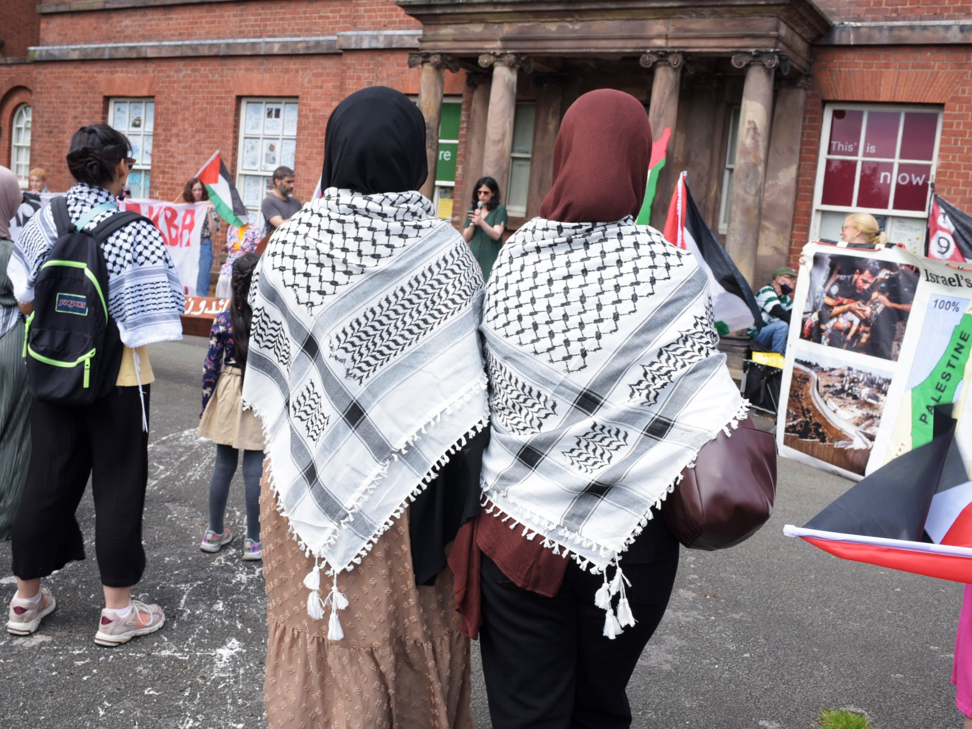Nakba Commemoration Day protest starting at Platt Hall. The protesters marched down Oxford Road all the way to the university campus to show solidarity with the student protest camps. ©Julija Stankevičiūtė