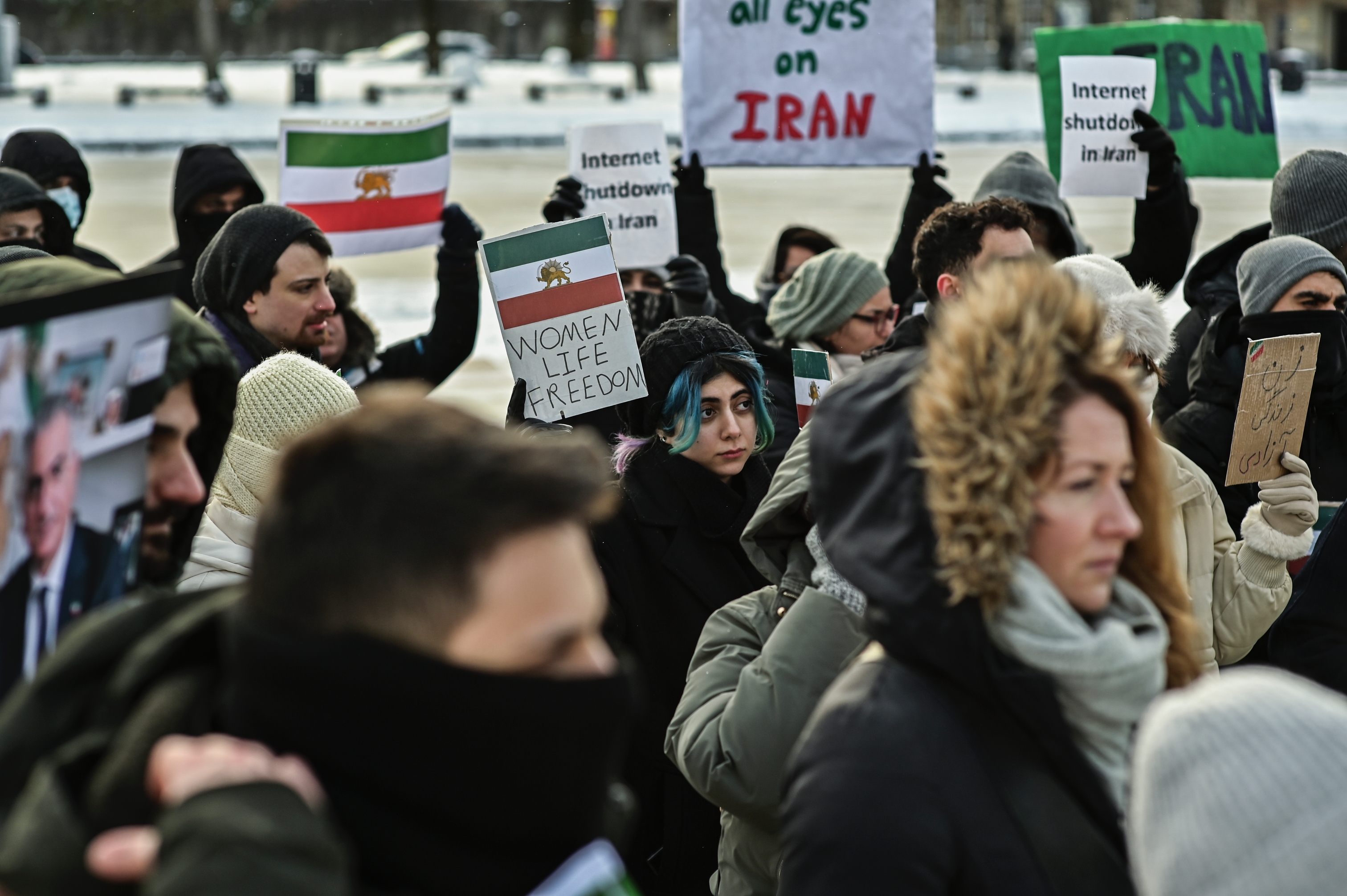 A protest in Vilnius in January 11 after internet and phone lines were shut down in Iran. ©Denis Vėjas