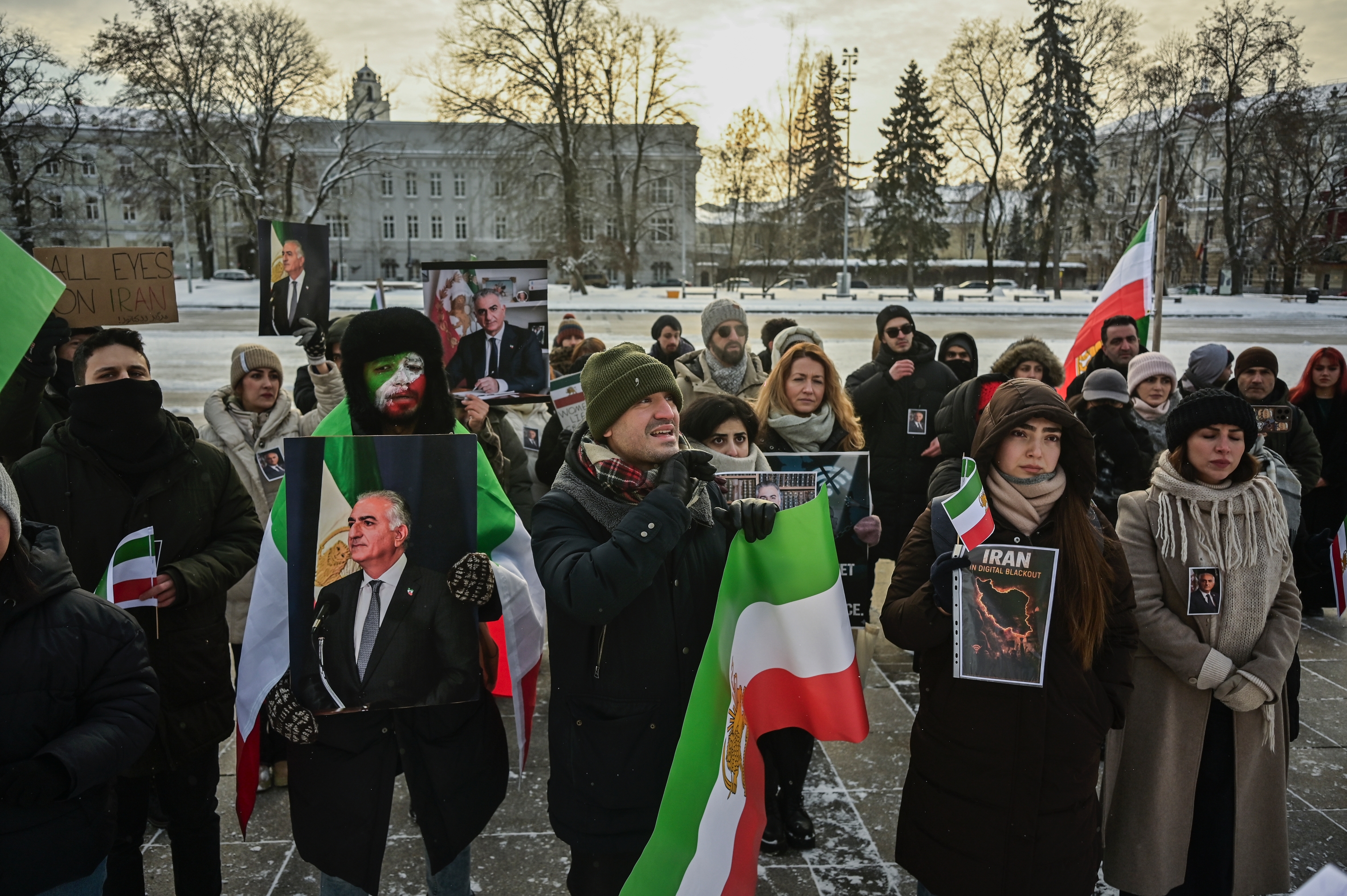 Many of the protesters were showing support for Reza Pahlavi, son of the last Iranian Shah and one of the leaders of Iran's opposition. ©Denis Vėjas