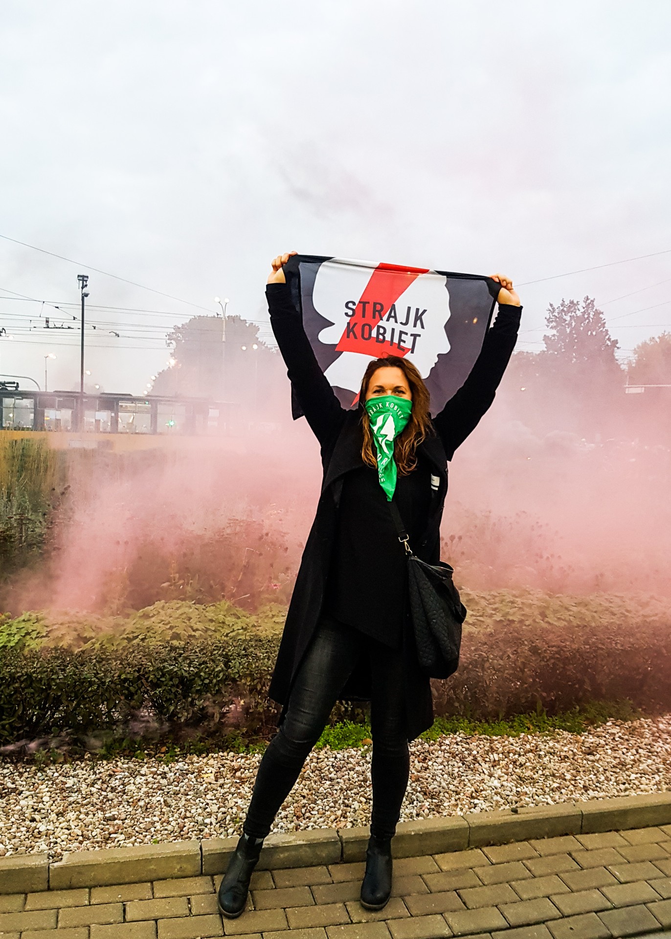 Elżbieta Korolczuk during a protest in Warsaw on the 26th of October, 2020. Personal archive