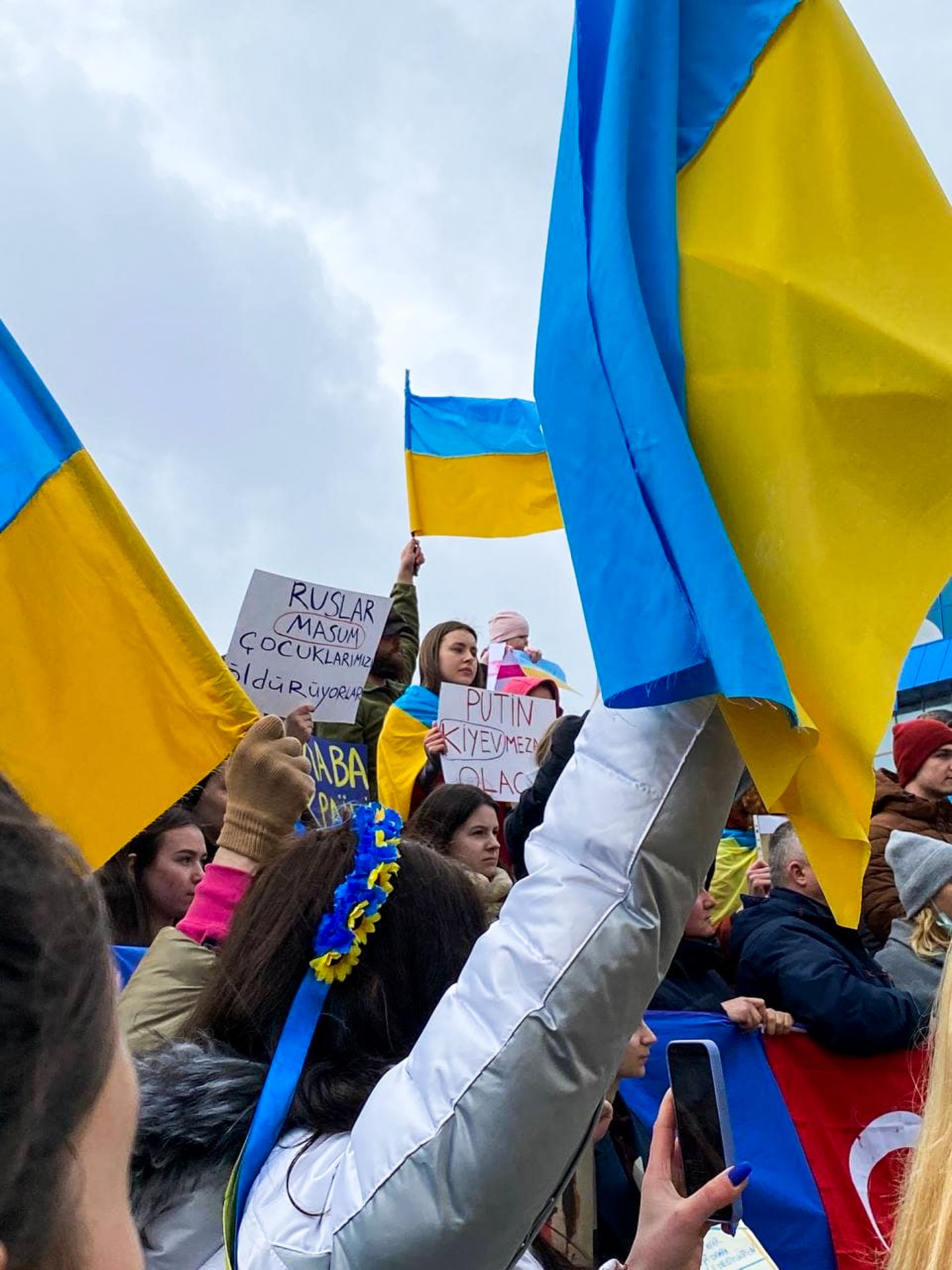 A demonstration in Istanbul to support Ukraine on March 2.