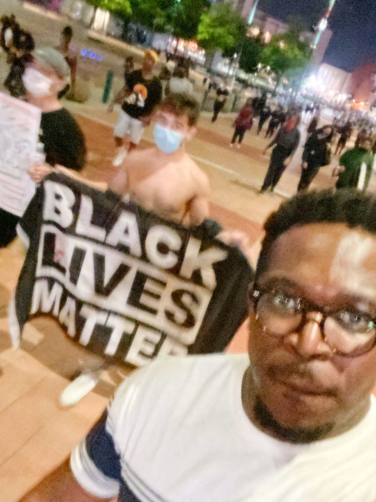 Roosevelt Ducelus in the Black Lives Matter protests in Atlanta.