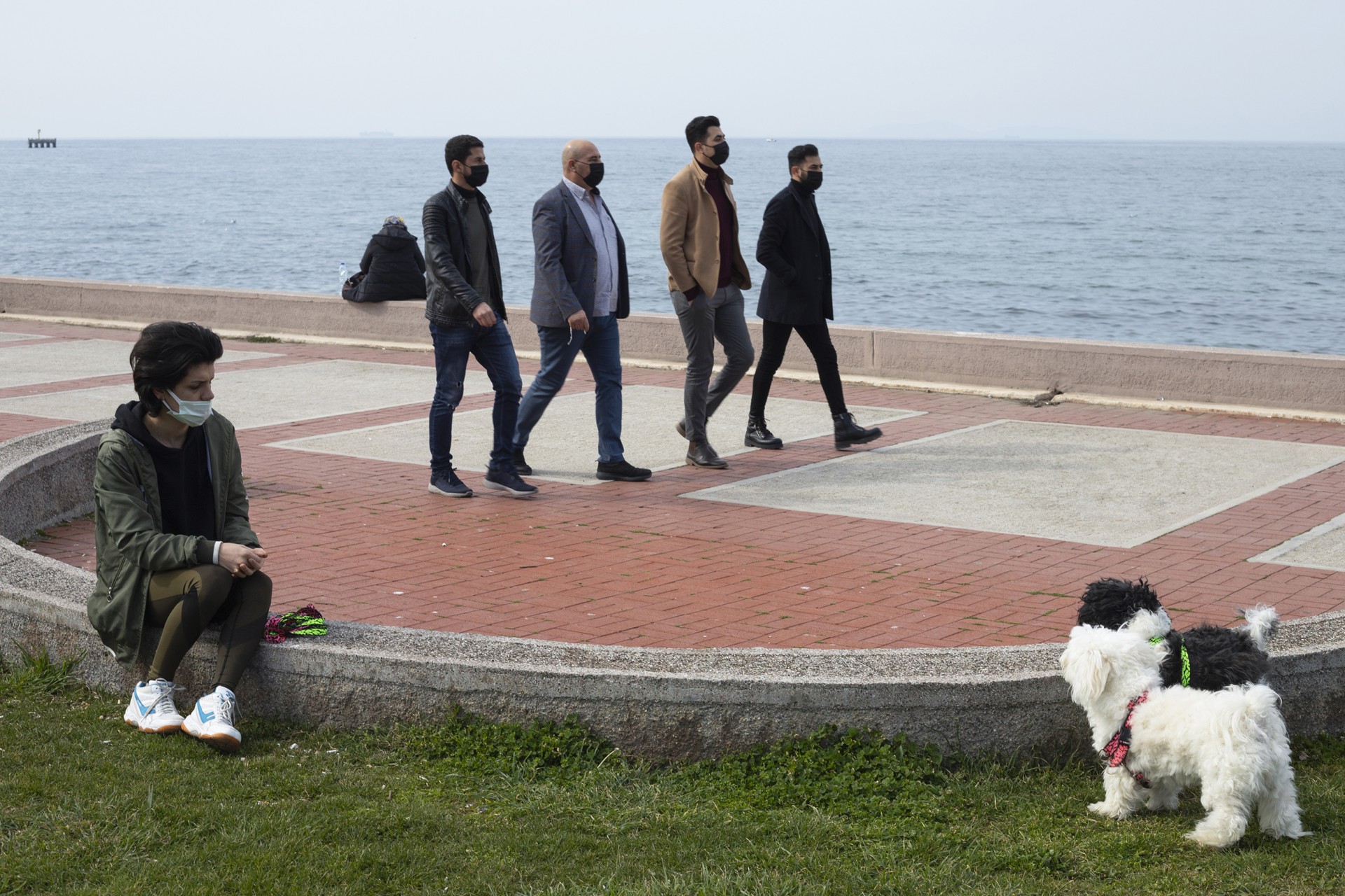 Maki takes Baran's dog for a walk in a park near their house.