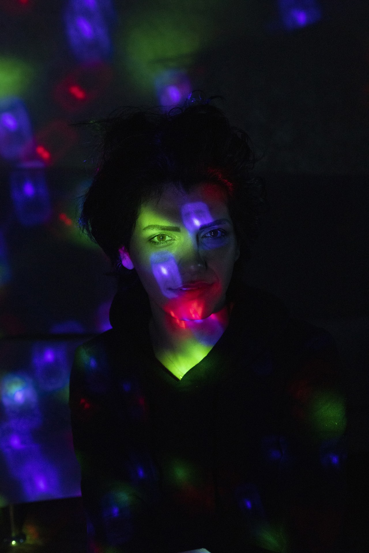 Maki is interested in colored lights and has collected a range of them.