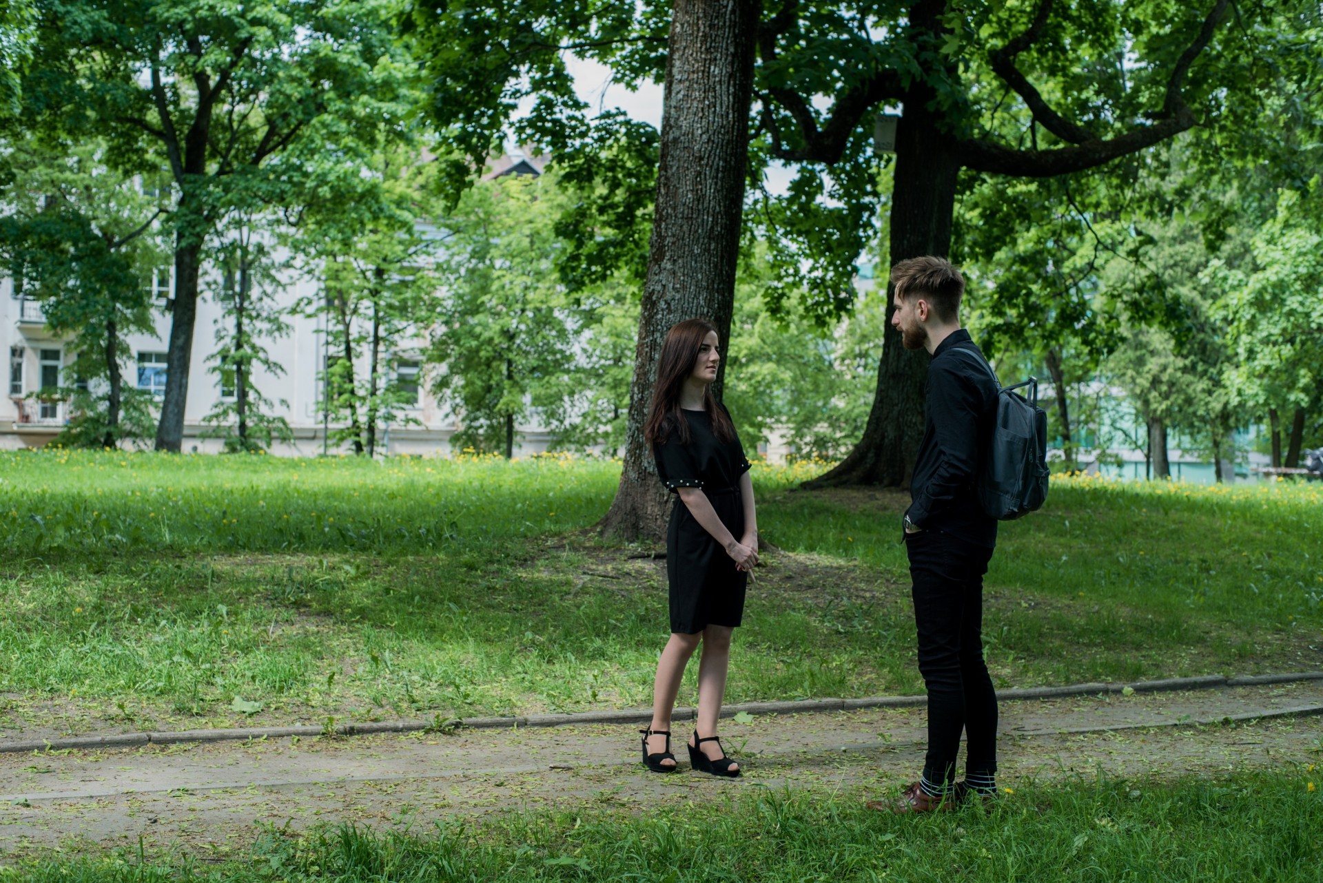Zina Hamu and Karolis Vyšniauskas at the park near the U.S. Embassy in Lithuania. ©Mindaugas Drigotas