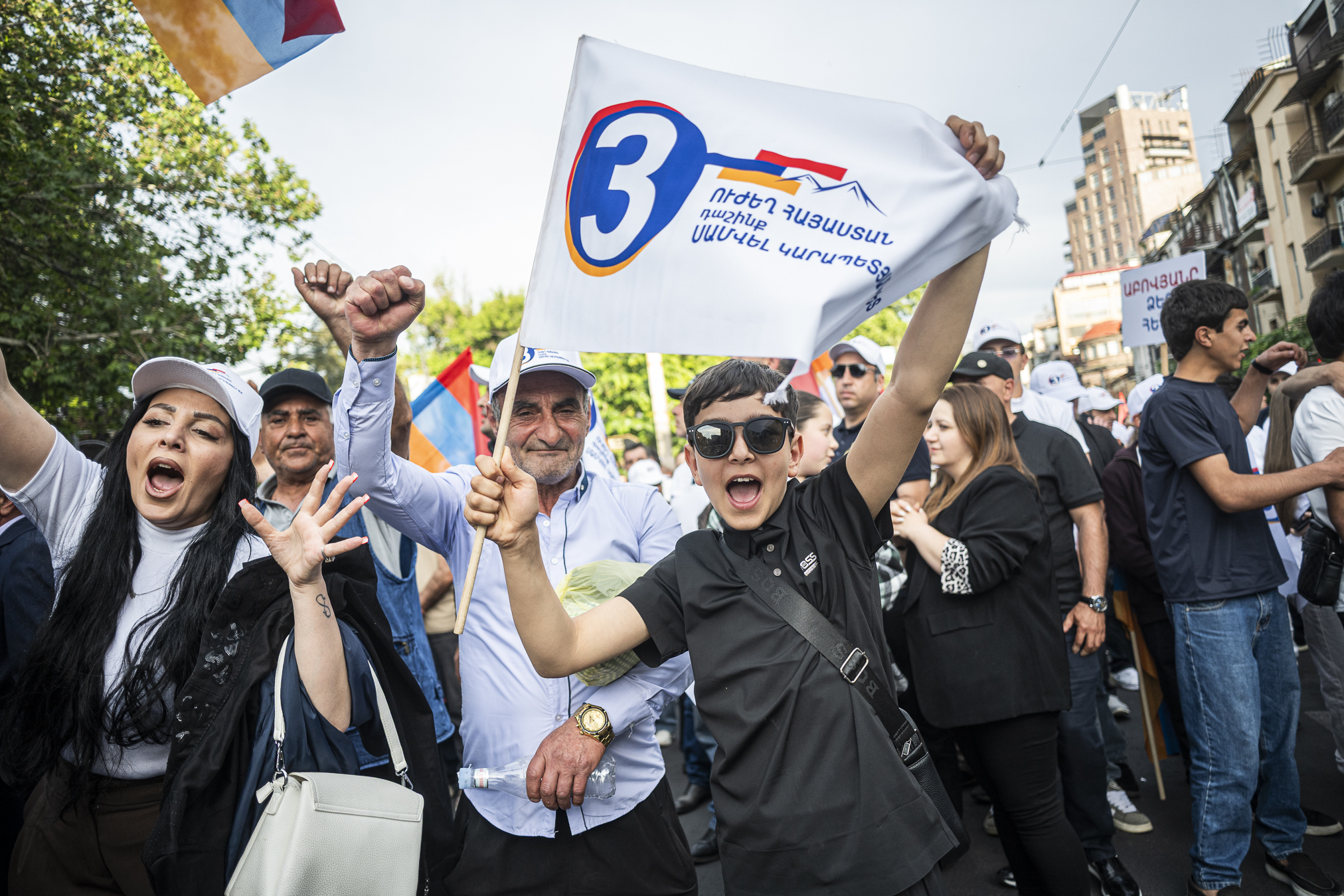 Samvelio Karapetiano partijos „Stipri Armėnija“ mitingas Jerevane. ©Denis Vėjas