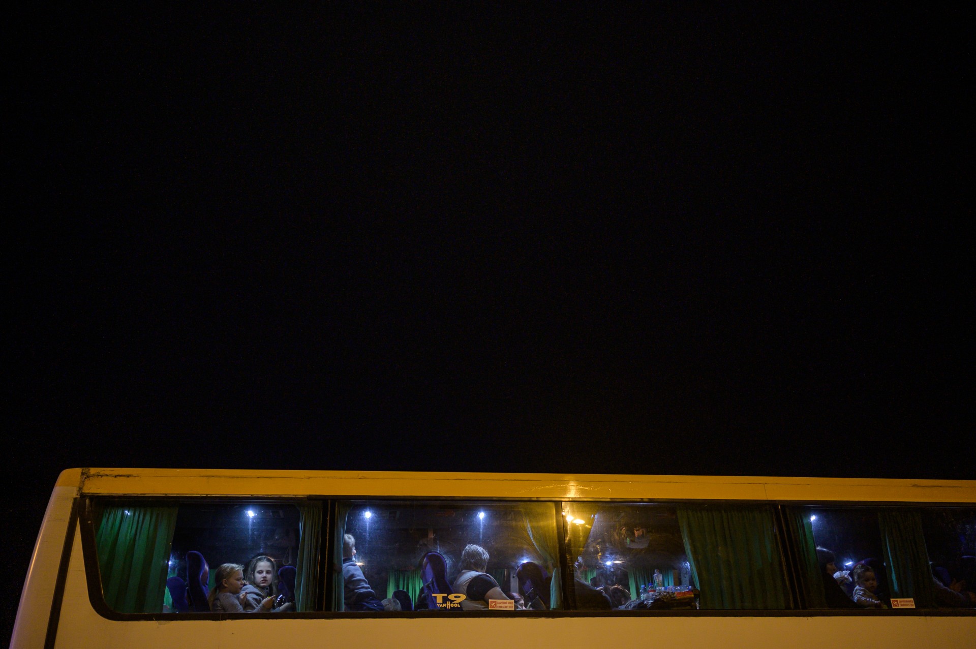 Evakuacinis autobusas iš Ukrainos į Europą.