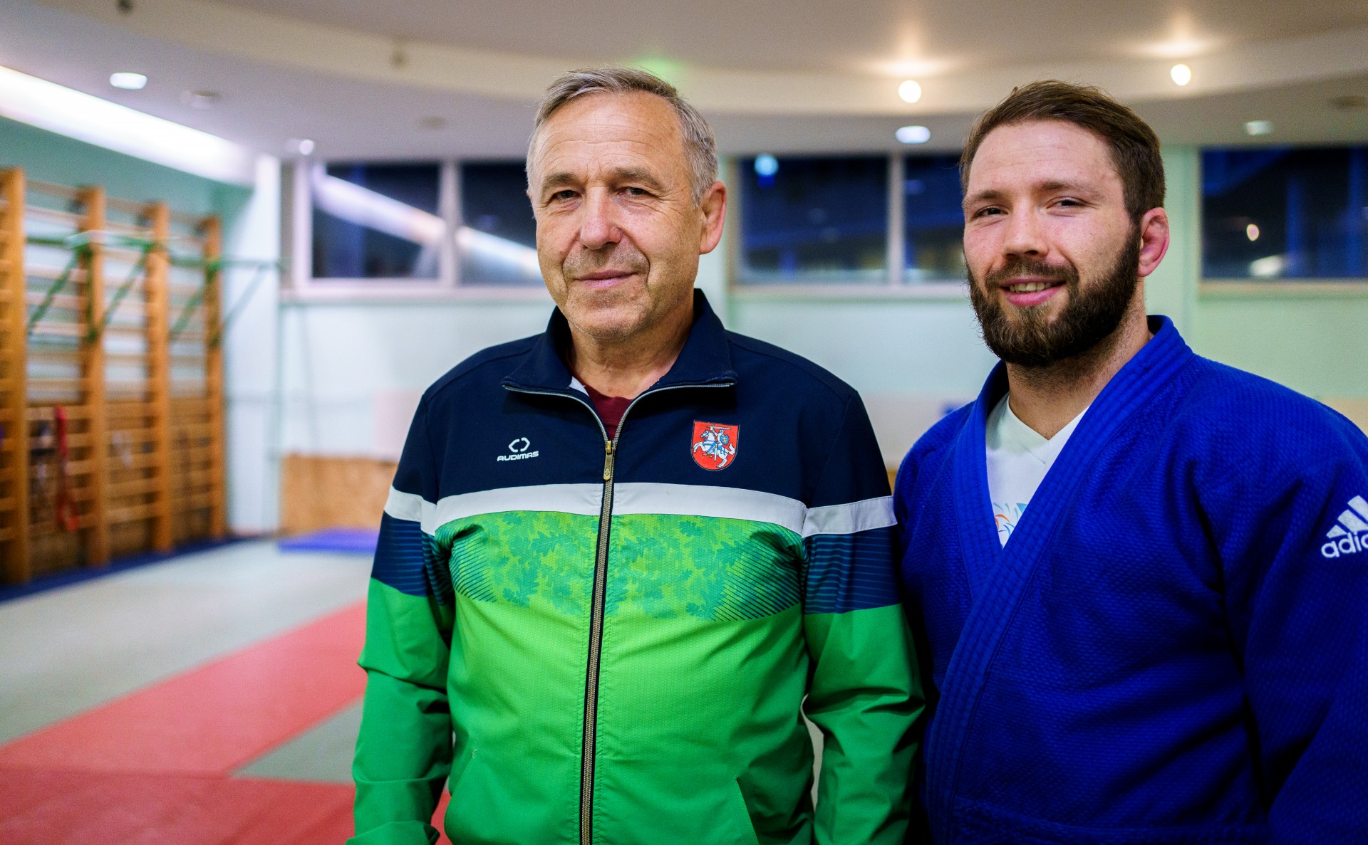 Treneris Algis Mečkovskis ir Osvaldas Bareikis 2021-ųjų rudenį. ©Mindaugas Drigotas