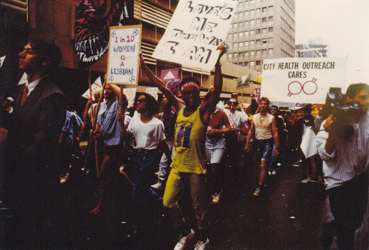 Pirmasis Pietų Afrikos „Pride“ 1990 m. Nuotr. &scaron;alt.