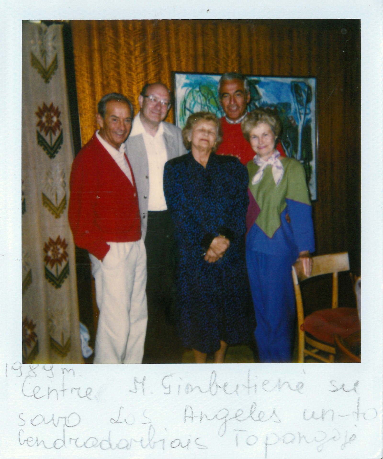 Marija Gimbutienė su Kalifornijos universiteto bendradarbiais Los Andžele, Topangoje 1989 m. ©J. Marler