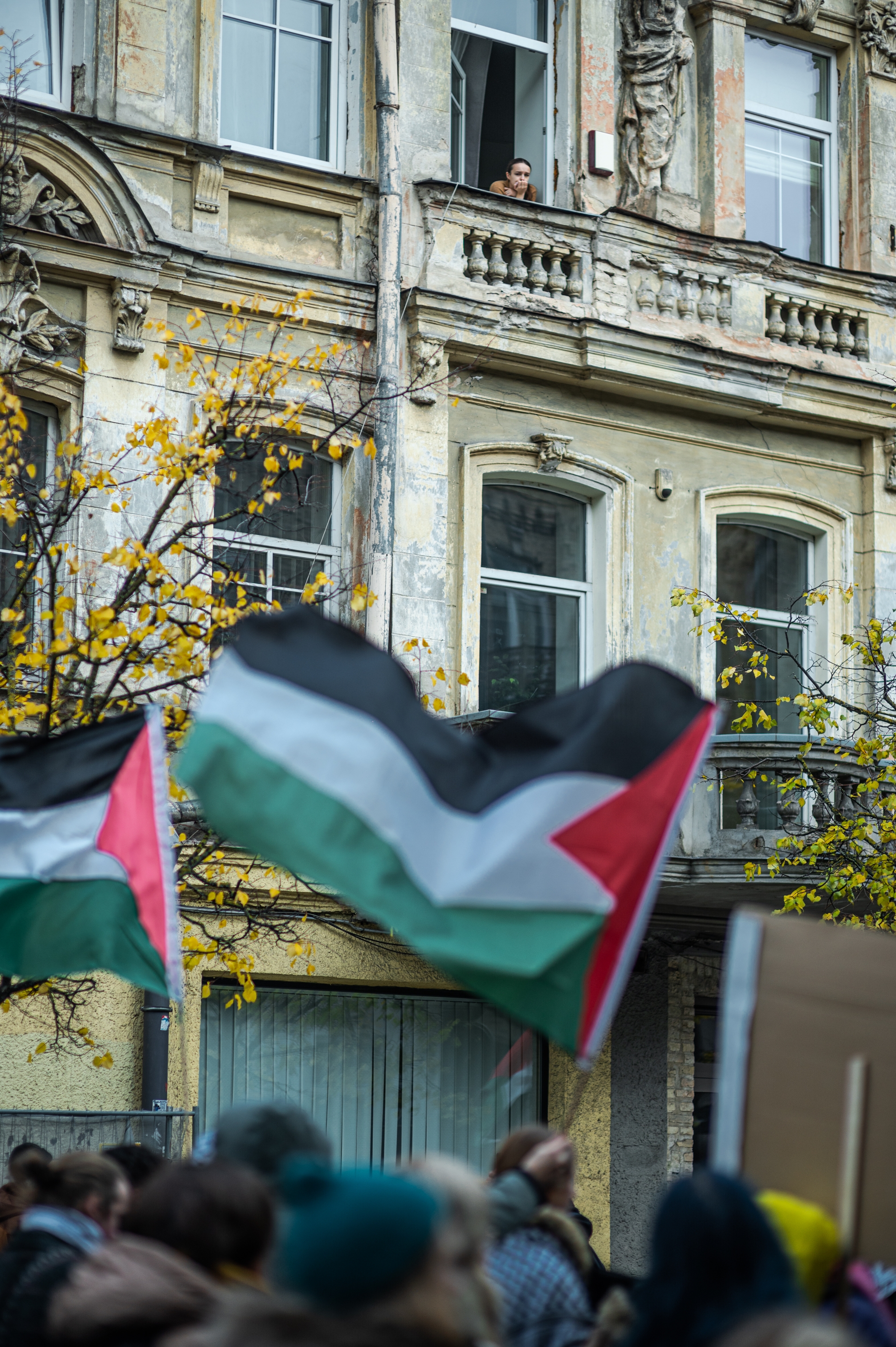 Palestiną palaikantis protestas Vilniuje. Lietuva oficialiai palaiko dviejų valstybių sprendimą, bet vengia reikšmingos kritikos Izraelio vyriausybei už jų kariuomenės veiksmus Gazoje. ©Denis Vėjas