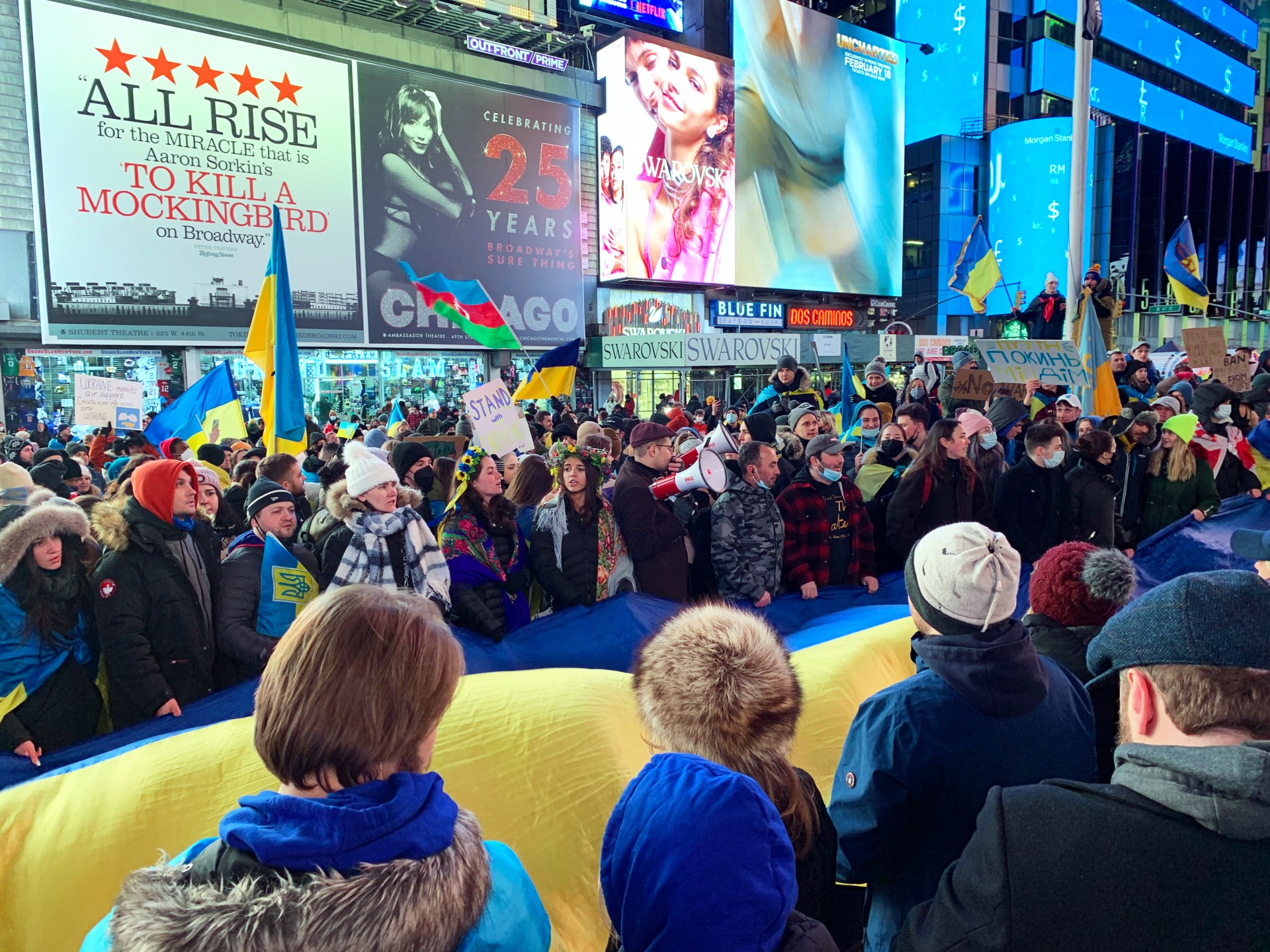 Ukrainos palaikymo demonstracija, Times Square Niujorke, vasario 25 d.